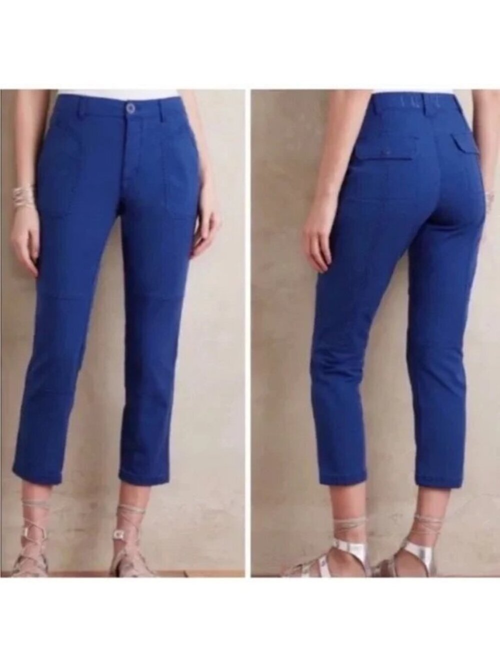 Anthropologie Hei Hei Mid Rise Straight Cargo Pant Size 25 Blue Shapphire